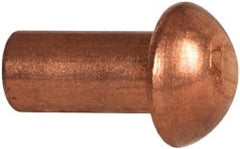 Made in USA - 3/16" Body Diam, Round Copper Solid Rivet - 3/8" Length Under Head - Exact Tooling