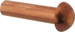 Made in USA - 3/16" Body Diam, Round Copper Solid Rivet - 3/4" Length Under Head - Exact Tooling