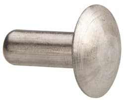 Made in USA - 3/16" Body Diam, Brazier Aluminum Solid Rivet - 1/2" Length Under Head, Grade 1100F, 0.467" Head Diam x 3/32" Head Height - Exact Tooling