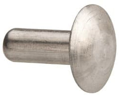 Made in USA - 3/16" Body Diam, Brazier Aluminum Solid Rivet - 1/2" Length Under Head, Grade 1100F, 0.467" Head Diam x 3/32" Head Height - Exact Tooling