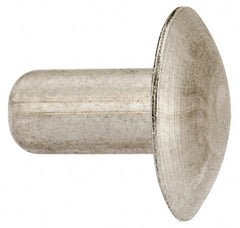 Made in USA - 1/4" Body Diam, Brazier Aluminum Solid Rivet - 1/2" Length Under Head, Grade 1100F, 5/8" Head Diam x 1/8" Head Height - Exact Tooling