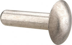 Made in USA - 1/4" Body Diam, Brazier Aluminum Solid Rivet - 1" Length Under Head, Grade 1100F, 5/8" Head Diam x 1/8" Head Height - Exact Tooling