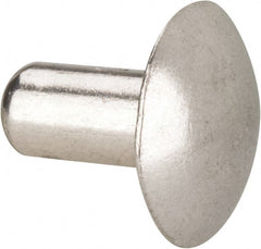 Made in USA - 1/4" Body Diam, Brazier Aluminum Solid Rivet - 1/2" Length Under Head, Grade 2117-T4, 5/8" Head Diam x 1/8" Head Height - Exact Tooling