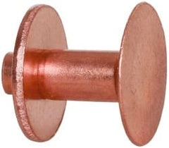 Made in USA - #8 Wire Body Diam, Flat Copper Belt Rivet with Washer - 1/2" Length Under Head, 1/2" Head Diam - Exact Tooling