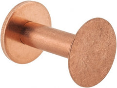 Made in USA - #8 Wire Body Diam, Flat Copper Belt Rivet with Washer - 3/4" Length Under Head, 1/2" Head Diam - Exact Tooling