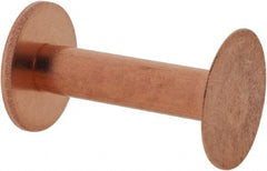 Made in USA - #8 Wire Body Diam, Flat Copper Belt Rivet with Washer - 7/8" Length Under Head, 1/2" Head Diam - Exact Tooling