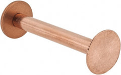 Made in USA - #8 Wire Body Diam, Flat Copper Belt Rivet with Washer - 1-1/2" Length Under Head, 1/2" Head Diam - Exact Tooling