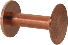Made in USA - #9 Wire Body Diam, Flat Copper Belt Rivet with Washer - 3/4" Length Under Head, 15/32" Head Diam - Exact Tooling