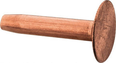 Made in USA - #9 Wire Body Diam, Flat Copper Belt Rivet with Washer - 7/8" Length Under Head, 15/32" Head Diam - Exact Tooling