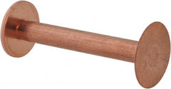 Made in USA - #9 Wire Body Diam, Flat Copper Belt Rivet with Washer - 1-1/4" Length Under Head, 15/32" Head Diam - Exact Tooling