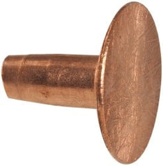 Made in USA - #10 Wire Body Diam, Flat Copper Belt Rivet with Washer - 3/8" Length Under Head, 7/16" Head Diam - Exact Tooling