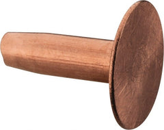 Made in USA - #10 Wire Body Diam, Flat Copper Belt Rivet with Washer - 1/2" Length Under Head, 7/16" Head Diam - Exact Tooling