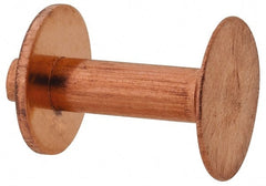 Made in USA - #10 Wire Body Diam, Flat Copper Belt Rivet with Washer - 5/8" Length Under Head, 7/16" Head Diam - Exact Tooling