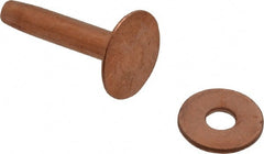 Made in USA - #10 Wire Body Diam, Flat Copper Belt Rivet with Washer - 3/4" Length Under Head, 7/16" Head Diam - Exact Tooling