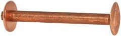 Made in USA - #10 Wire Body Diam, Flat Copper Belt Rivet with Washer - 1-1/2" Length Under Head, 7/16" Head Diam - Exact Tooling
