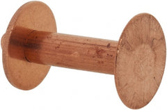 Made in USA - #12 Wire Body Diam, Flat Copper Belt Rivet with Washer - 5/8" Length Under Head, 3/8" Head Diam - Exact Tooling