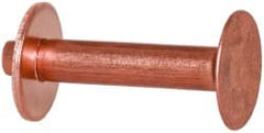 Made in USA - #12 Wire Body Diam, Flat Copper Belt Rivet with Washer - 3/4" Length Under Head, 3/8" Head Diam - Exact Tooling