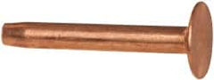 Made in USA - #12 Wire Body Diam, Flat Copper Belt Rivet with Washer - 1" Length Under Head, 3/8" Head Diam - Exact Tooling