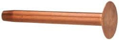 Made in USA - #12 Wire Body Diam, Flat Copper Belt Rivet with Washer - 1-1/4" Length Under Head, 3/8" Head Diam - Exact Tooling