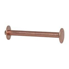 Made in USA - #12 Wire Body Diam, Flat Copper Belt Rivet with Washer - 1-1/2" Length Under Head, 3/8" Head Diam - Exact Tooling