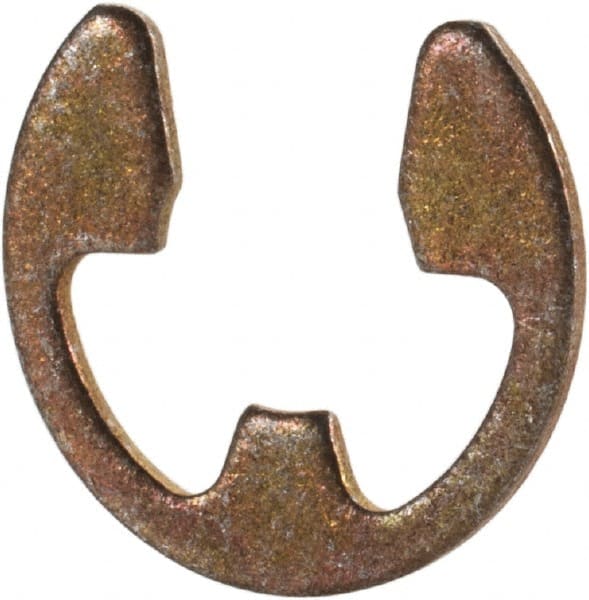 Rotor Clip - 0.303" Groove Diam, 3/8" Shaft Diam, Zinc Yellow Dichromate Steel, E Style External Retaining Rings - 0.039" Groove Width, 0.036" Groove Depth, 0.035" Ring Thickness, Grade 1060-1090 - Exact Tooling