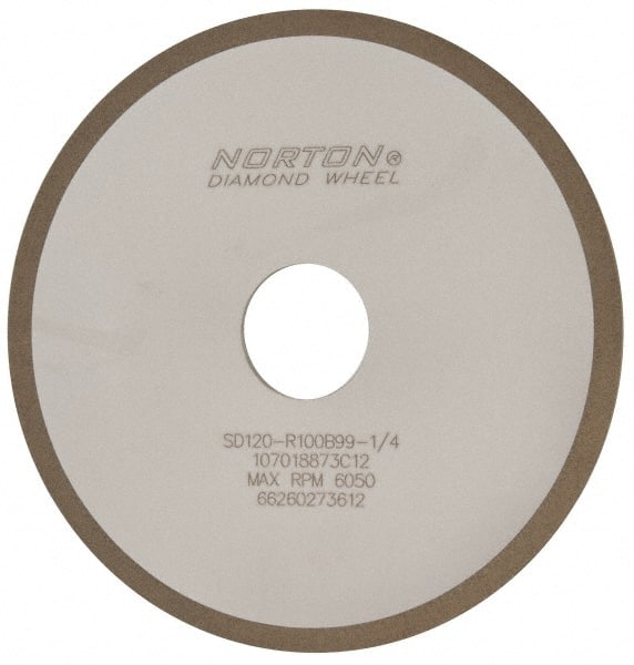 Norton - 6" Diam x 1-1/4" Hole x 1/8" Thick, 120 Grit Surface Grinding Wheel - Diamond, Type 1A1, Fine Grade, Resinoid Bond - Exact Tooling