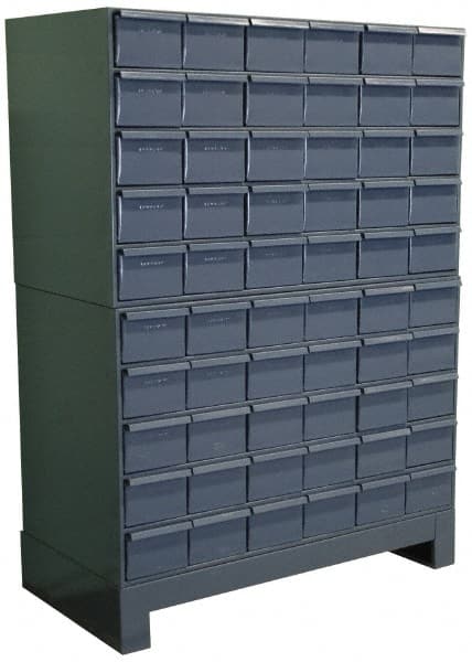 Durham - 60 Bin Drawer Cabinet System - 17-1/4 Inch Overall Depth x 48 Inch Overall Height, Gray Steel Bins - Exact Tooling