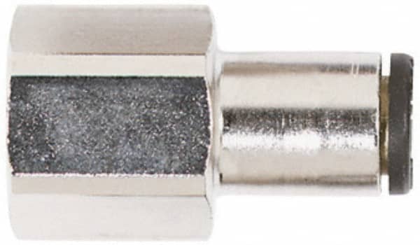 Coilhose Pneumatics - 3/8" OD, 1/4 NPT, Glass Reinforced Nylon/Nickel Plated Brass Push-to-Connect Female Connector - 225 Max psi, Tube to Female NPT - Exact Tooling
