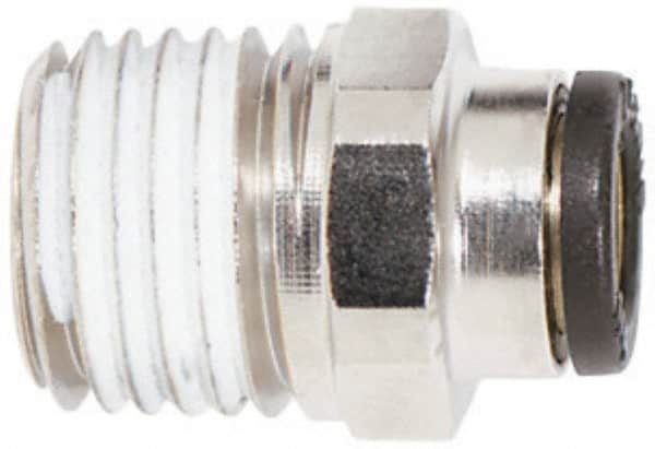 Coilhose Pneumatics - 1/2" OD, 3/8 NPT, Glass Reinforced Nylon/Nickel Plated Brass Push-to-Connect Male Connector - 225 Max psi, Tube to Male NPT - Exact Tooling