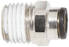Coilhose Pneumatics - 1/4" OD, 1/8 NPT, Glass Reinforced Nylon/Nickel Plated Brass Push-to-Connect Male Connector - 225 Max psi, Tube to Male NPT - Exact Tooling