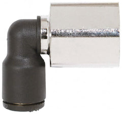 Coilhose Pneumatics - 1/4" OD, 1/4 NPT, Glass Reinforced Nylon/Nickel Plated Brass Push-to-Connect Female Swivel Elbow - 225 Max psi, Tube to Female NPT - Exact Tooling
