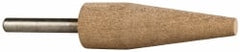 Cratex - 3/4" Head Diam x 2-1/2" Thickness, A1, Cone End, Aluminum Oxide Mounted Point - Fine Grade, 120 Grit, 13,120 RPM - Exact Tooling