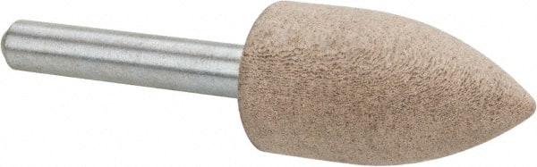 Cratex - 11/16" Head Diam x 1-1/4" Thickness, A12, Pointed Tree End, Aluminum Oxide Mounted Point - Fine Grade, 120 Grit, 27,370 RPM - Exact Tooling