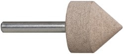 Cratex - 1-1/8" Head Diam x 1-1/8" Thickness, A13, Pointed Cylinder End, Aluminum Oxide Mounted Point - Medium Grade, 80 Grit, 25,500 RPM - Exact Tooling