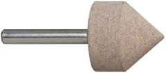 Cratex - 1-1/8" Head Diam x 1-1/8" Thickness, A13, Pointed Cylinder End, Aluminum Oxide Mounted Point - Medium Grade, 80 Grit, 25,500 RPM - Exact Tooling