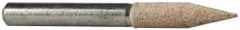 Cratex - 1/4" Head Diam x 1-1/16" Thickness, A15, Pointed Cylinder End, Aluminum Oxide Mounted Point - Medium Grade, 80 Grit, 34,500 RPM - Exact Tooling