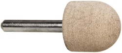 Cratex - 1" Head Diam x 1" Thickness, A21, Ball Nose End, Aluminum Oxide Mounted Point - Fine Grade, 120 Grit, 21,000 RPM - Exact Tooling