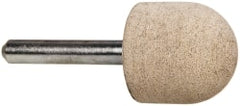 Cratex - 1" Head Diam x 1" Thickness, A21, Ball Nose End, Aluminum Oxide Mounted Point - Fine Grade, 120 Grit, 21,000 RPM - Exact Tooling