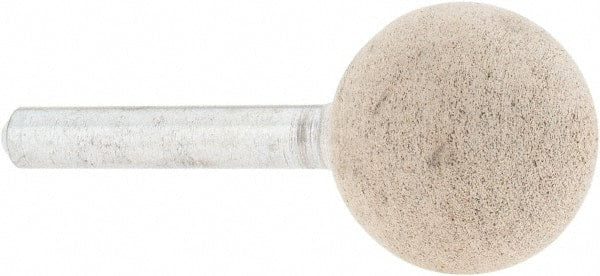 Cratex - 1" Head Diam x 1" Thickness, A25, Ball End, Aluminum Oxide Mounted Point - Medium Grade, 80 Grit, 22,120 RPM - Exact Tooling