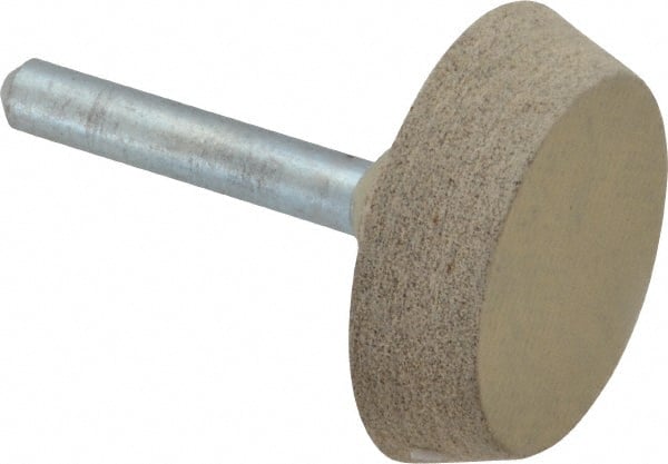 Cratex - 1-1/2" Head Diam x 3/8" Thickness, A34, Flat Cone End, Aluminum Oxide Mounted Point - Medium Grade, 80 Grit, 25,470 RPM - Exact Tooling