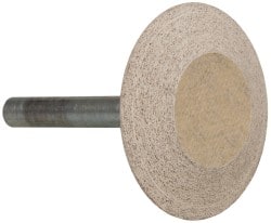 Cratex - 1-5/8" Head Diam x 3/8" Thickness, A36, Wheel Tapered Edge End, Aluminum Oxide Mounted Point - Medium Grade, 80 Grit, 23,520 RPM - Exact Tooling