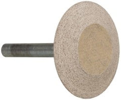 Cratex - 1-5/8" Head Diam x 3/8" Thickness, A36, Wheel Tapered Edge End, Aluminum Oxide Mounted Point - Medium Grade, 80 Grit, 23,520 RPM - Exact Tooling