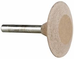 Cratex - 1-5/8" Head Diam x 3/8" Thickness, A36, Wheel Tapered Edge End, Aluminum Oxide Mounted Point - Fine Grade, 120 Grit, 23,520 RPM - Exact Tooling