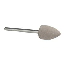 Cratex - 1/2" Head Diam x 3/4" Thickness, B42, Pointed End, Aluminum Oxide Mounted Point - Fine Grade, 120 Grit, 17,620 RPM - Exact Tooling