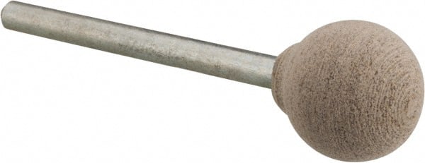 Cratex - 1/2" Head Diam x 1/2" Thickness, B121, Ball End, Aluminum Oxide Mounted Point - Fine Grade, 120 Grit, 21,000 RPM - Exact Tooling