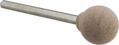 Cratex - 1/2" Head Diam x 1/2" Thickness, B121, Ball End, Aluminum Oxide Mounted Point - Fine Grade, 120 Grit, 21,000 RPM - Exact Tooling