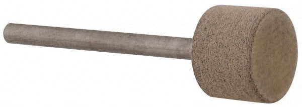 Cratex - 1/2" Head Diam x 3/8" Thickness, W184, Cylinder End, Aluminum Oxide Mounted Point - Fine Grade, 120 Grit, 19,500 RPM - Exact Tooling