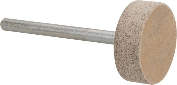 Cratex - 3/4" Head Diam x 1/4" Thickness, W201, Cylinder End, Aluminum Oxide Mounted Point - Medium Grade, 80 Grit, 17,400 RPM - Exact Tooling