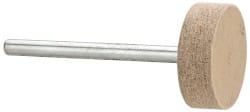 Cratex - 3/4" Head Diam x 1/4" Thickness, W201, Cylinder End, Aluminum Oxide Mounted Point - Fine Grade, 120 Grit, 17,400 RPM - Exact Tooling