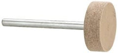 Cratex - 3/4" Head Diam x 1/4" Thickness, W201, Cylinder End, Aluminum Oxide Mounted Point - Fine Grade, 120 Grit, 17,400 RPM - Exact Tooling